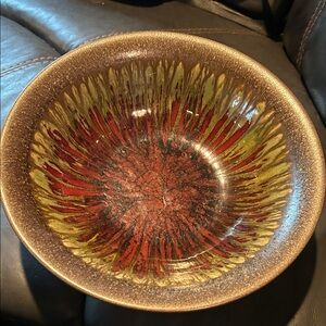 Handcrafted Brown and Red PotteryArt Bowl